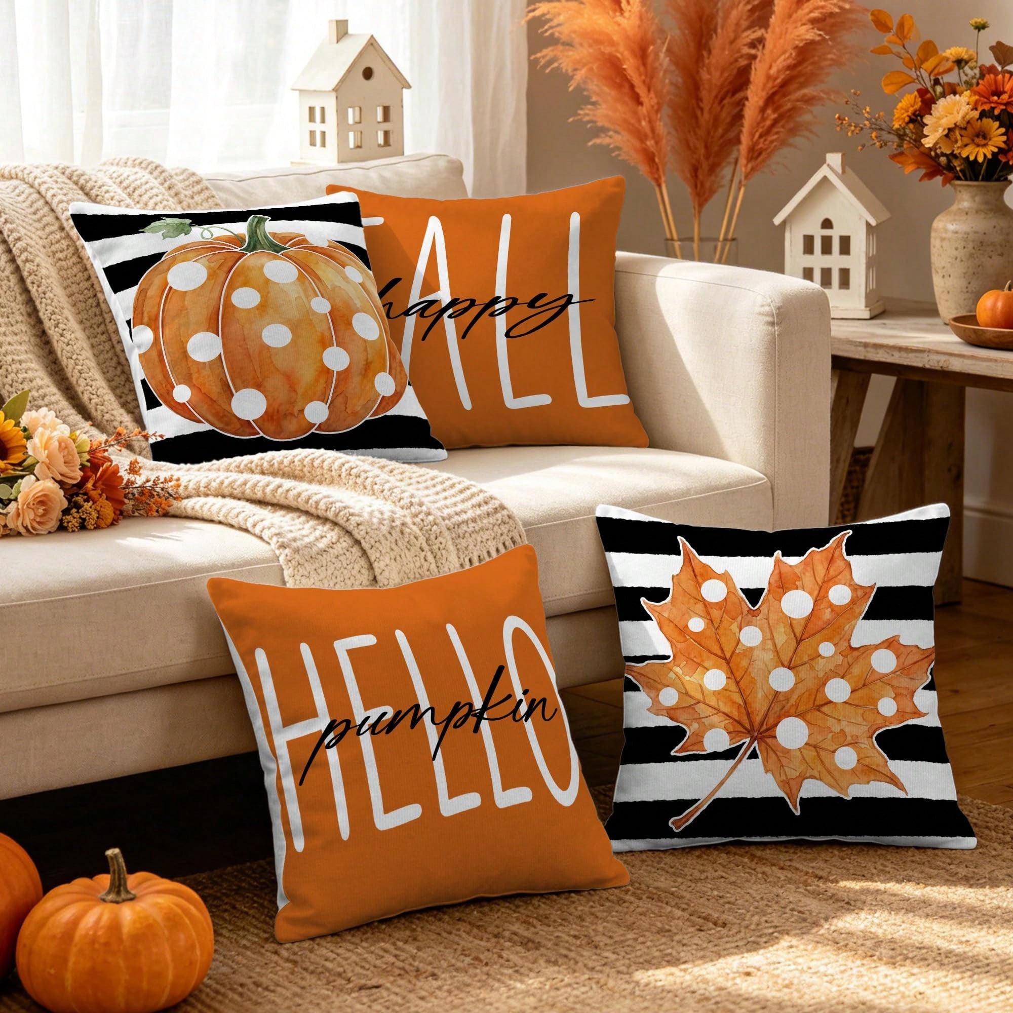 4 fundas de cojín de otoño, 45 - Pillow Insert 18X18 reseña y precio