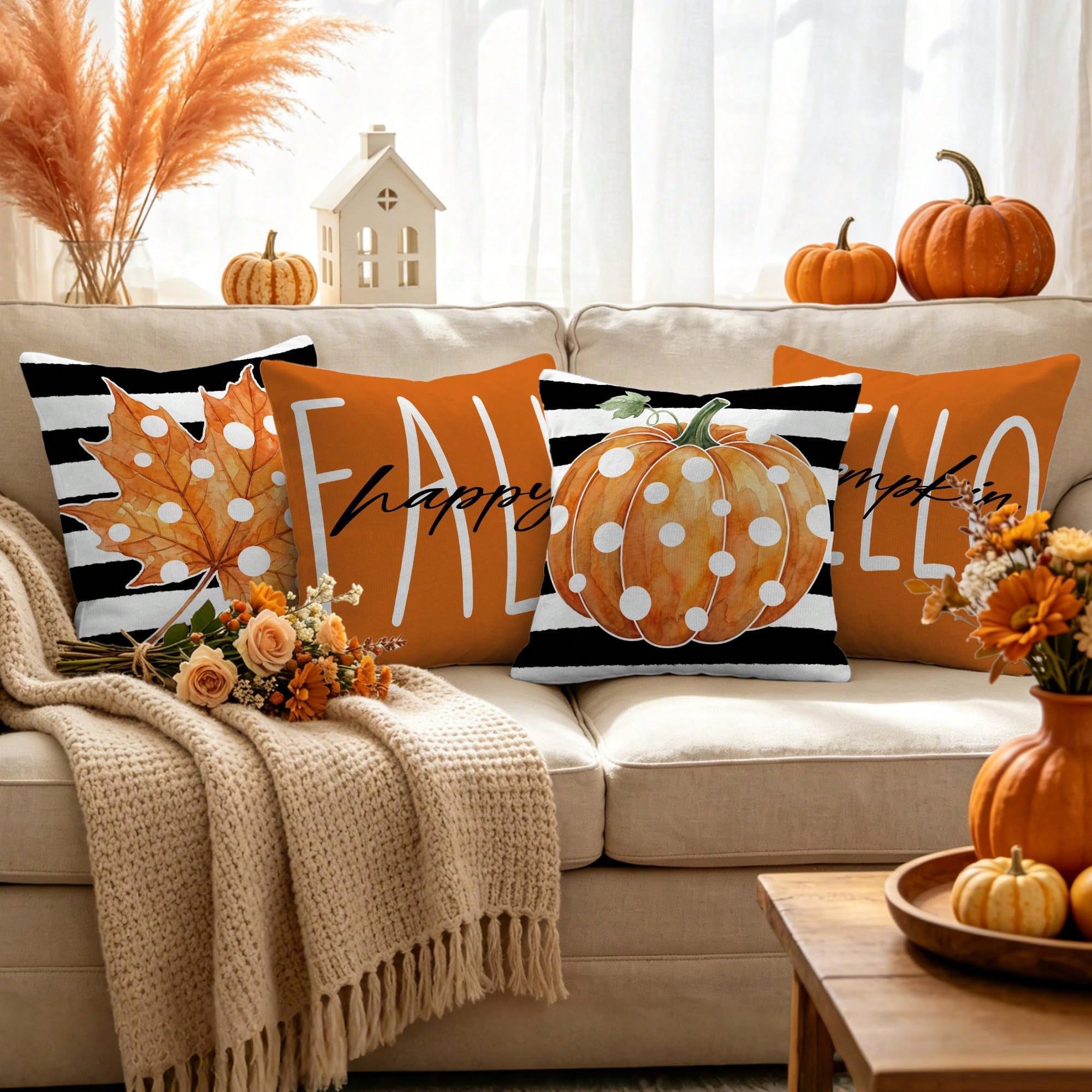 4 fundas de cojín de otoño, 45 - Pillow Insert 18X18 reseña y precio